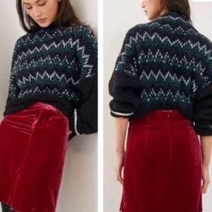 Anthropologie Montie Velvet Mini Skirt | Size 16 | Raspberry | Jewel Toned